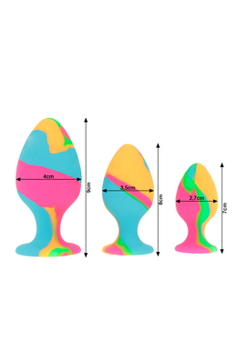 Intense™ Anal Plugs Set: Explore Pleasure with Tie-Dye Design and Suction Cup Base