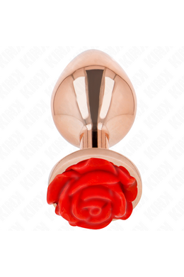 Rose Gold Metal Anal Plug with Red Rose - Elegant & Sensual