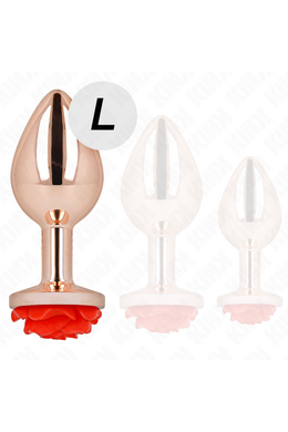 Rose Gold Metal Anal Plug with Red Rose - Elegant & Sensual