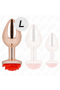 Plug Anale Metallo Rosa Oro con Rosa Rossa - Elegante e Sensuale
