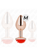 Plug Anale Metallo Rosa Oro con Rosa Rossa - Eleganza e Piacere
