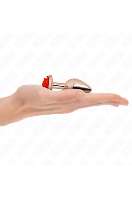 Rose Gold Metal Anal Plug with Red Rose - Elegant and Sensual