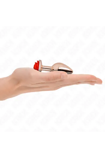Plug Anale Metallo Oro Rosa con Rosa Rossa - Lusso e Sensualità