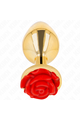 Golden Anal Plug with Red Rose - Elegant and Safe