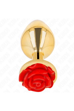 Golden Anal Plug with Red Rose - Elegant and Safe