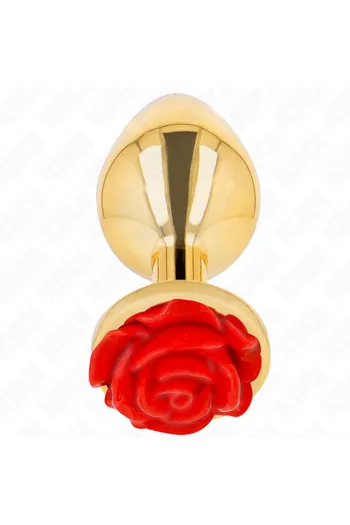 Golden Anal Plug with Red Rose - Elegant and Safe