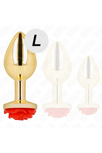 Golden Anal Plug with Red Rose - Elegant and Safe