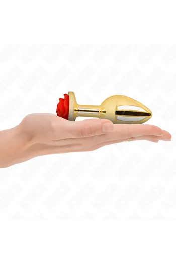 Golden Anal Plug with Red Rose - Elegant and Safe