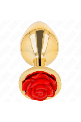 Plug Anale Dorato con Rosa Rossa - Elegante e Sicuro