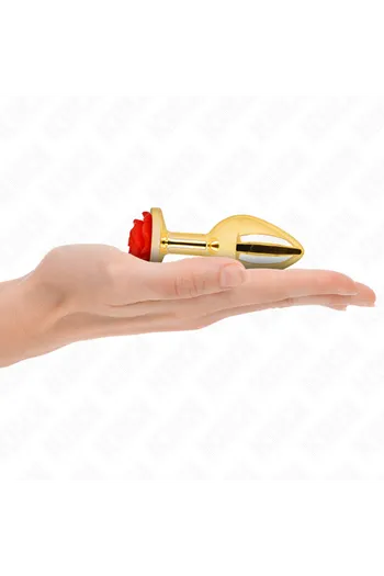 Golden Anal Plug with Red Rose - Elegant and Safe