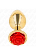 Plug Anale Dorato con Rosa Rossa - Elegante e Sicuro