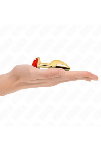Golden Anal Plug with Red Rose - Elegant and Safe