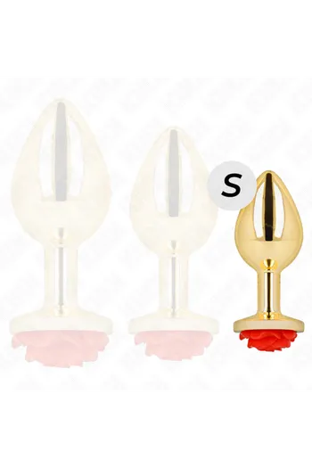 Plug Anale Dorato con Rosa Rossa - Elegante e Sicuro
