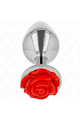 Metal Anal Plug with Red Rose - Smooth and Elegant