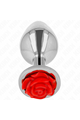 Plug Anale Metallico con Rosa Rossa - Elegante e Sicuro
