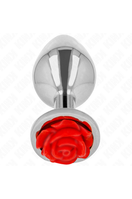 Metal Anal Plug with Red Rose - Elegant and Safe