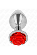 Plug Anale Metallico con Rosa Rossa - Elegante e Sicuro