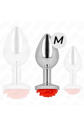 Plug Anale Metallico con Rosa Rossa - Elegante e Sicuro