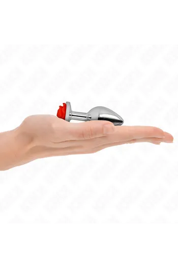 Metal Anal Plug with Red Rose - Elegant and Safe