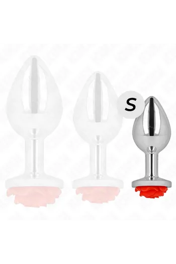 Metal Anal Plug with Red Rose - Elegant and Safe