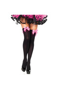 LEG AVENUE - CALZAMAGLIA IN NYLON CON FIOCCO NERO/ROSA
