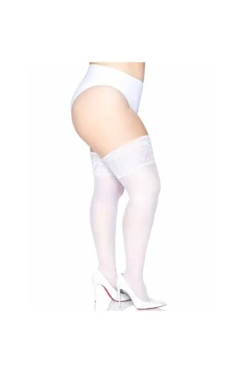 LEG AVENUE - AUTOREGGENTE TAGLIA PLUS BIANCO TRASPARENTE