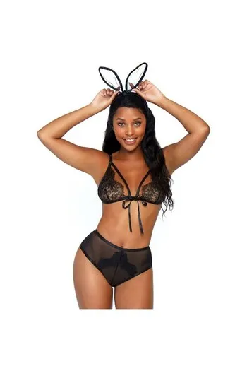 Set Bedroom Bunny Leg Avenue - Lingerie Sensuale con Orecchie da Coniglio