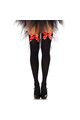 LEG AVENUE - CALZAMAGLIA IN NYLON NERO CON FIOCCO ROSSO TAGLIA UNICA