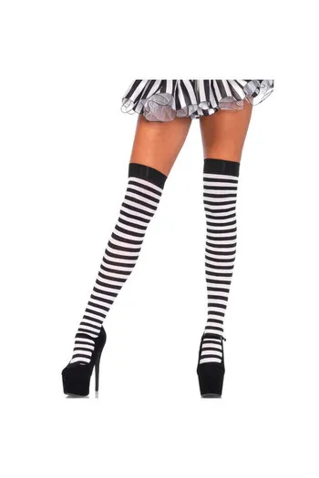 LEG AVENUE - CALZINI ALTI A RIGHE NERE/BIANCHE