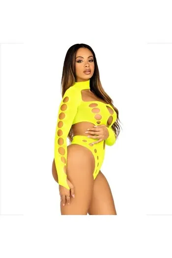 LEG AVENUE - BODY SENZA CUCITURE CON PERIZOMA GIALLO