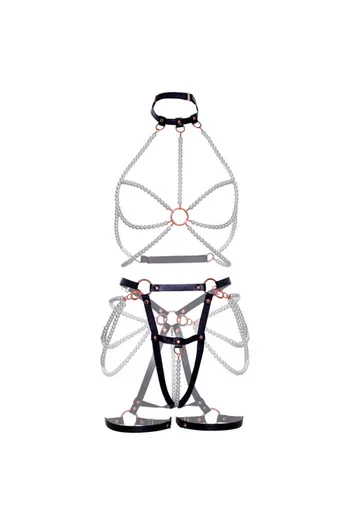 2-Piece Halter Harness with Pearls - Leg Avenue | Vegan & Convertible