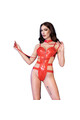 Sensual Faux Leather Bodysuit with Straps and Collar