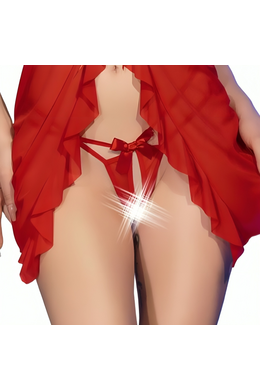 Sensual red babydoll with open crotch design