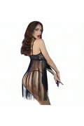 Babydoll Nero con Cordoni e Reggiseno con Ferretto