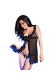Babydoll con volanti e tanga trasparente