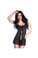 Babydoll con volanti e tanga trasparente