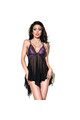 Sheer tulle and lace babydoll with matching thong