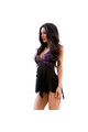 Sheer tulle and lace babydoll with matching thong