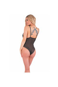 Body sexy nero con pizzo e rete trasparente