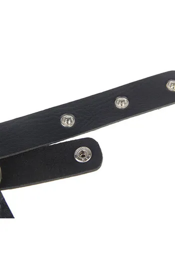 SUBBLIME - PETTORALE CATENE IN PELLE NERA TAGLIA UNICA