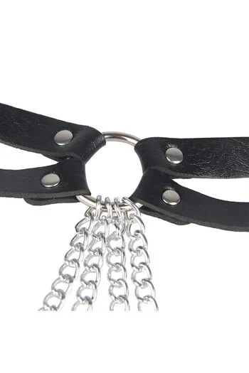 SUBBLIME - ANELLO IN PELLE CATENA ??CINTURA NERA TAGLIA UNICA