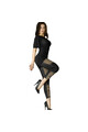 CHILIROSE - CR 3390 LEGGINS NERO E LEOPARDO S/M
