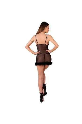 Set lingerie Zerunam: tanga e camicetta in pizzo nero