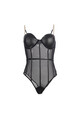 One Piece Metal Strap See Through Underwire Bodysuit