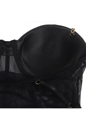 Bodysuit One Piece con Tiranti Metallici e Pannelli Trasparenti