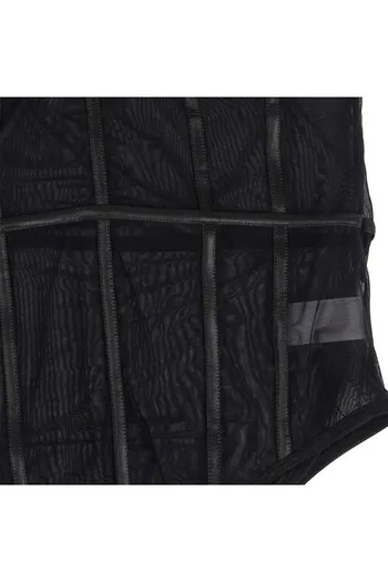 Bodysuit One Piece con Tiranti Metallici e Pannelli Trasparenti