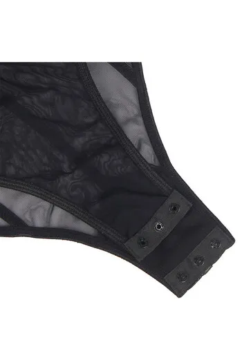 One Piece Metal Strap See Through Underwire Bodysuit