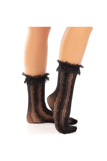 Ankle Socks with Lace Frills and Hearts - Leg Avenue | Elegant Women's Accessory