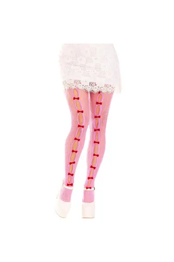 Sweetheart Net Tights by Leg Avenue - Kawaii Hearts and Bows