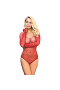 SUBBLIME - 952303 BODY LUCIDO CON SPALLE SCOPERTE MANICA LUNGA ROSSO TAGLIA UNICA